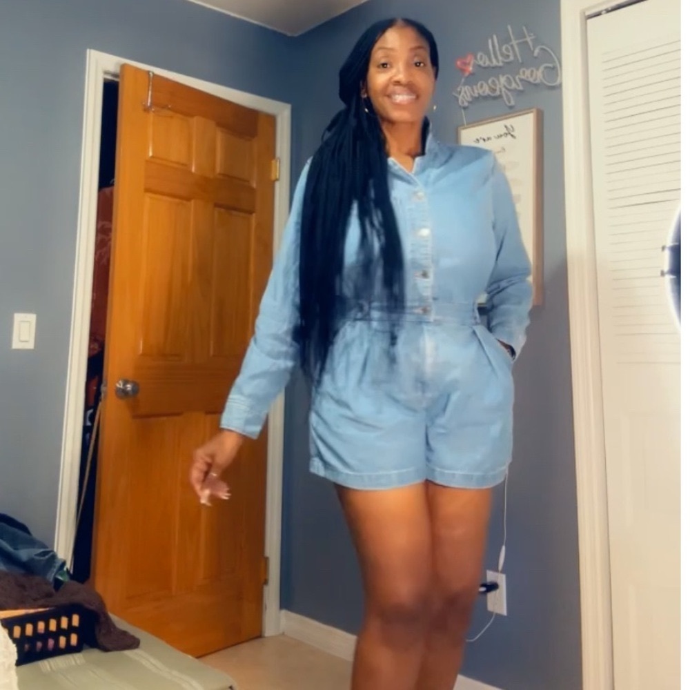 Women's Light Blue Denim Romper